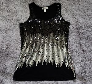 DRESSBARN Beautiful Black Sequins Tank